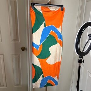 Colorful Abstract Print Women's Strapless Dress